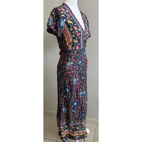 Y2K boho Maxi wrap Dress Floral indie festival Prairie Fairy Cottagecore s - Picture 12 of 16